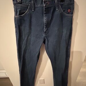The Wrangler Flame Resistant Blue Work Jeans in size 32x32